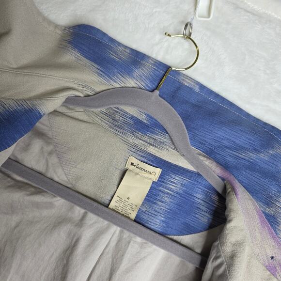 Anthropologie Elevenses sz8 Vintage Trench Blue Pink OffWhite Abstract Babydoll - Picture 15 of 15